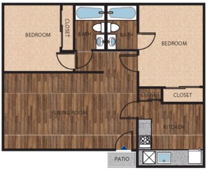 2x2 124 floor plan